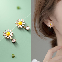 Daisy Flower Stud Earrings For Women Girl Flower Earrings Stud Fine Jewelry Gift - £11.97 GBP