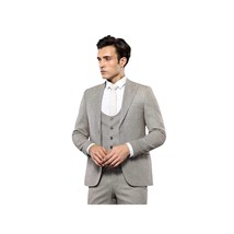 Men 3pc European Vested Suit WESSI by J.VALINTIN Extra Slim Fit JV45 Beige Brown image 7