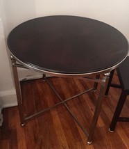 ART DECO Round Mahogany and Steel Table - £175.16 GBP