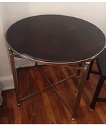 ART DECO Round Mahogany and Steel Table - $222.75