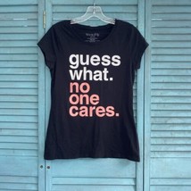 Wound Up Women&#39;s T-Shirt Blouse ~ Sz L ~ Black ~ &quot;Guess What No One Cares&quot; - £10.40 GBP