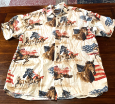 Bit and Bridle Mens Shirt USA American Flag Patriotic Western Horse Size... - £18.35 GBP