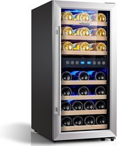 Wine Cooler Refrigerator 16 Inch Wine Refrigerator 33 Bottles Dual Zones... - £621.71 GBP