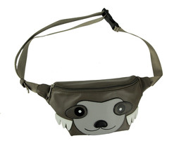 Grey Vinyl Sloth Face Adjustable Fanny Pack - £22.52 GBP