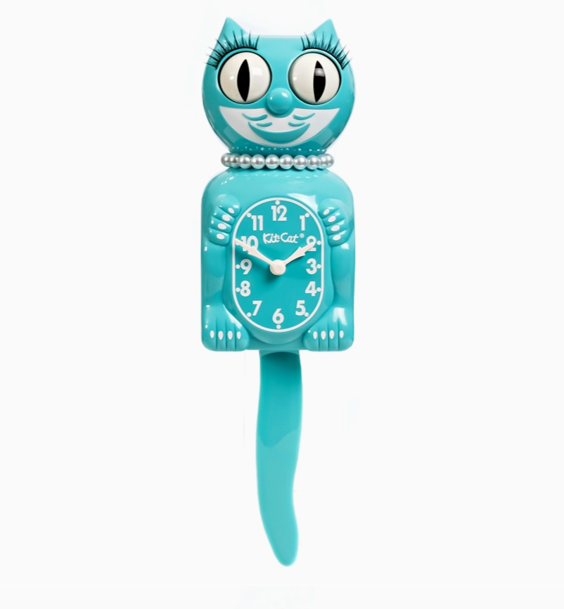 Vibrant Blue Turquoise Lady Kit-Cat Klock Clock FREE US SHIPPING - $74.99