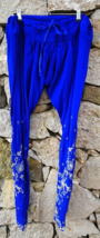 Blue Silk Indian Churidar Pants Women Leggings Trousers Pakistani Ethnic Small - £24.92 GBP