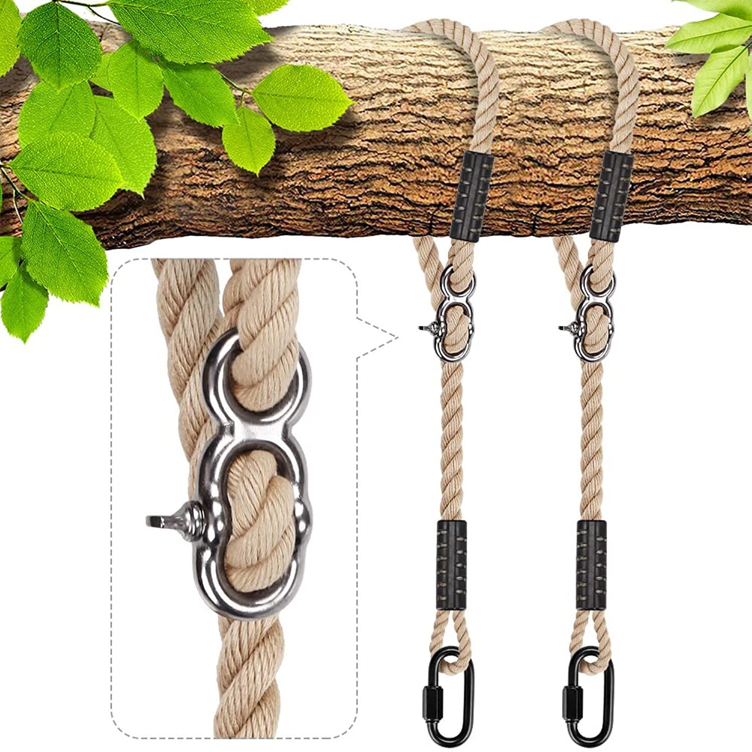 Tree Swing Ropes, Hammock Tree Swings Hanging Straps, Adjustable Extendable, For - £30.53 GBP