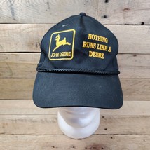 Vintage John Deere Black Gold Trucker Hat &quot; Nothing Runs Like a Deere&quot; - $14.80