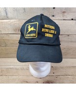 Vintage John Deere Black Gold Trucker Hat &quot; Nothing Runs Like a Deere&quot; - £11.89 GBP
