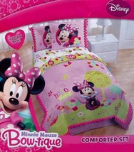 Disney Minnie Mouse Bow Pink Twin Comforter Sham Bedskirt 3PC Bedding Set New - $130.13