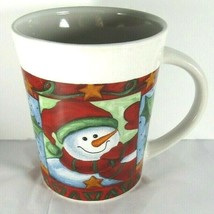 Snowman & Holly Christmas Royal Norfolk Coffee Tea Off White Mug Cup 10 oz - $7.10