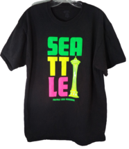 Seattle Washington Space Needle XL Graphic T-Shirt Skyline Tee Black - $12.82