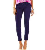 NWT LILLY PULITZER 00 Worth skinny pants sateen jeans stretch midnight n... - $79.99