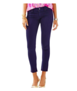 NWT LILLY PULITZER 00 Worth skinny pants sateen jeans stretch midnight n... - $110.18 CAD