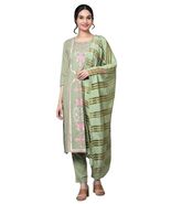 Bani Women Rayon Embroidered Kurta Pant Dupatta Set Green Size XX-Large - $37.85 CAD