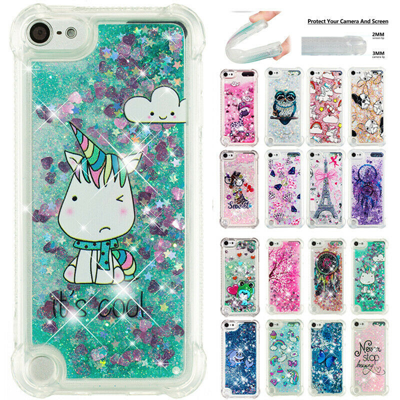 For iPod Touch 5/6/7th Gen Shockproof Painted Glitter Quicksand Soft Case Cover