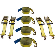 4Pcs New Tie Down Straps 2 inch x 27 ft. 10000 LBS J-Hook Tough Ratcheting Cargo - £46.07 GBP