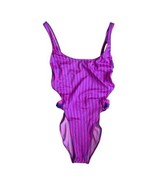 VTG Too Hot Brazil Neon Pink Purple Stripe Swimsuit 1pc Style# 119 Large... - $1,214.27 MXN