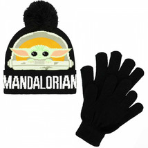 Star Wars The Mandalorian The Child Youth Cuff Pom Beanie &amp; Gloves 2-Piece Wint - £25.01 GBP