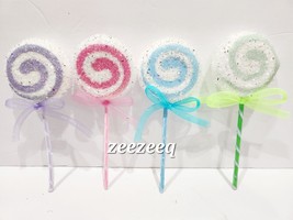 x4 Christmas Pastel Candy Swirl Lollipop Candyland Gingerbread Ornament Picks 8&quot; - £17.89 GBP