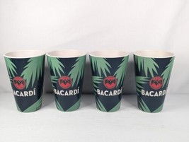 Bacardi Promotional Palm Tree Green Set of 4  Acrylic Bar Tumbler Cups - £15.75 GBP