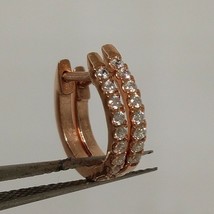 0.15 Ct Round Simulated Diamond Huggie Hoop Earrings 14K Rose Gold Plated Silver - £127.97 GBP