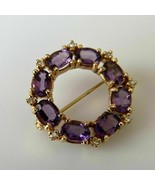 1.70 Ct Oval Cut Simulated Amethyst Brooch Pin Gold Plated 925 Silver - $257.25 CAD