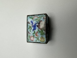 Antique Chinese Enamel Bird Flower Pill Box 3cm - £75.12 GBP