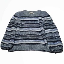 Ann Taylor LOFT Metallic Wool Blend Striped Sweater Gathered Sleeves Size M - £22.02 GBP