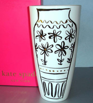 Kate Spade Lenox Daisy Place 9&quot; Chinoiserie Vase Black &amp; Gold Doodles 847683 New - £71.86 GBP