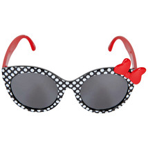 Disney Minnie Mouse Dark Polka Dot Print Adult Sunglasses with Bow Black - £15.97 GBP
