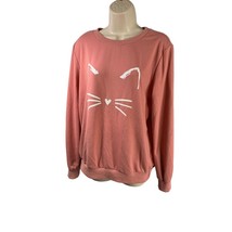 Womens Size Large Pink Pullover Sweatshirt Long Sleeve Crew Neck - £11.15 GBP