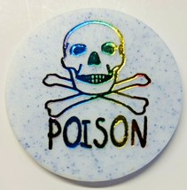 1990&#39;s Vintage Lot of 4 Pogs Skull and Cross Bones Poison Rainbow Color (317o) - £4.73 GBP