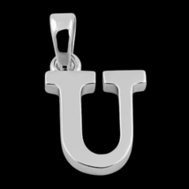 Block Letter Initial U Pendant Necklace Solid 925 Sterling Silver - £12.90 GBP