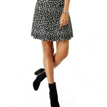 Michael Kors Metallic Black Silver Leopard Animal Print A-Line Mini Skirt XL - £23.92 GBP