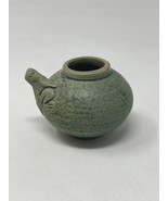 Vintage Miniature Clay Pot Handmade W/ Frog Accent Unsigned 2&quot; - $42.36 CAD