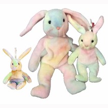 Hippie the Ty-Dyed Bunny Ty Beanie Baby Buddy and Basket Baby Set of 3pcs MWMT - £43.96 GBP