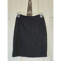 DStudio Petite Black Textured Rose Matelasse Pencil Skirt Elastic Waist ... - $9.90