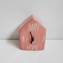 Rae Dunn Artisan Collection Happy Home Ceramic Shelf Mantel Clock Pink 5.5&quot; tall - £7.70 GBP
