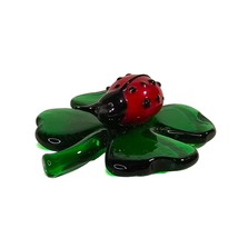 Art Glass Ladybug Four Leaf Clover Figurine Global Village Lucky Luck Lady Bug - £11.16 GBP