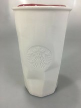Starbucks White Mermaid Embossed Faceted Ceramic Travel Mug Tumbler 10 oz 2013 - £23.40 GBP