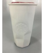 Starbucks White Mermaid Embossed Faceted Ceramic Travel Mug Tumbler 10 o... - £23.95 GBP