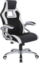 OSP Home Furnishings Adjustable Race Car Office Chair, Black and White - £199.83 GBP