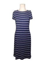 Vtg Lauren Ralph Lauren Jersey Knit Striped Dress Sz S Lace Up Shoulders... - $17.09
