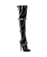 DEVIOUS DOMINA-3027 Women&#39;s Black 6&quot; Heel Chains Stretch Thigh High Wome... - £96.38 GBP