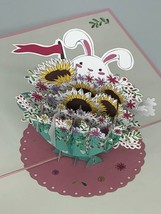 Easter Basket Bunny 3D Pop Up Card Love Anniversary I Love You Flowers Spring - $13.09