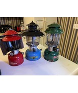 3 Lanterns Vintage lot,  Sears Two-Mantle &quot;Big Hat&quot; 71, COLEMAN RED and ... - $247.50