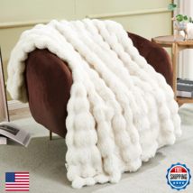 JONIYEAR Soft Fuzzy Bubble Faux Rabbit Fur Throw Blanket for Couch Chair... - $41.96