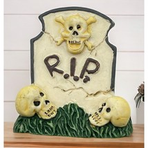 Skull Grave Refrigerator Magnet Vintage Halloween RIP Cemetary Gravestone - $17.47