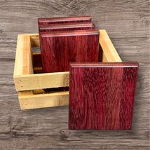 Handcrafted Coaster Set Purple Heart Square Round Over Edge Exotic Wood ... - $644.09 MXN